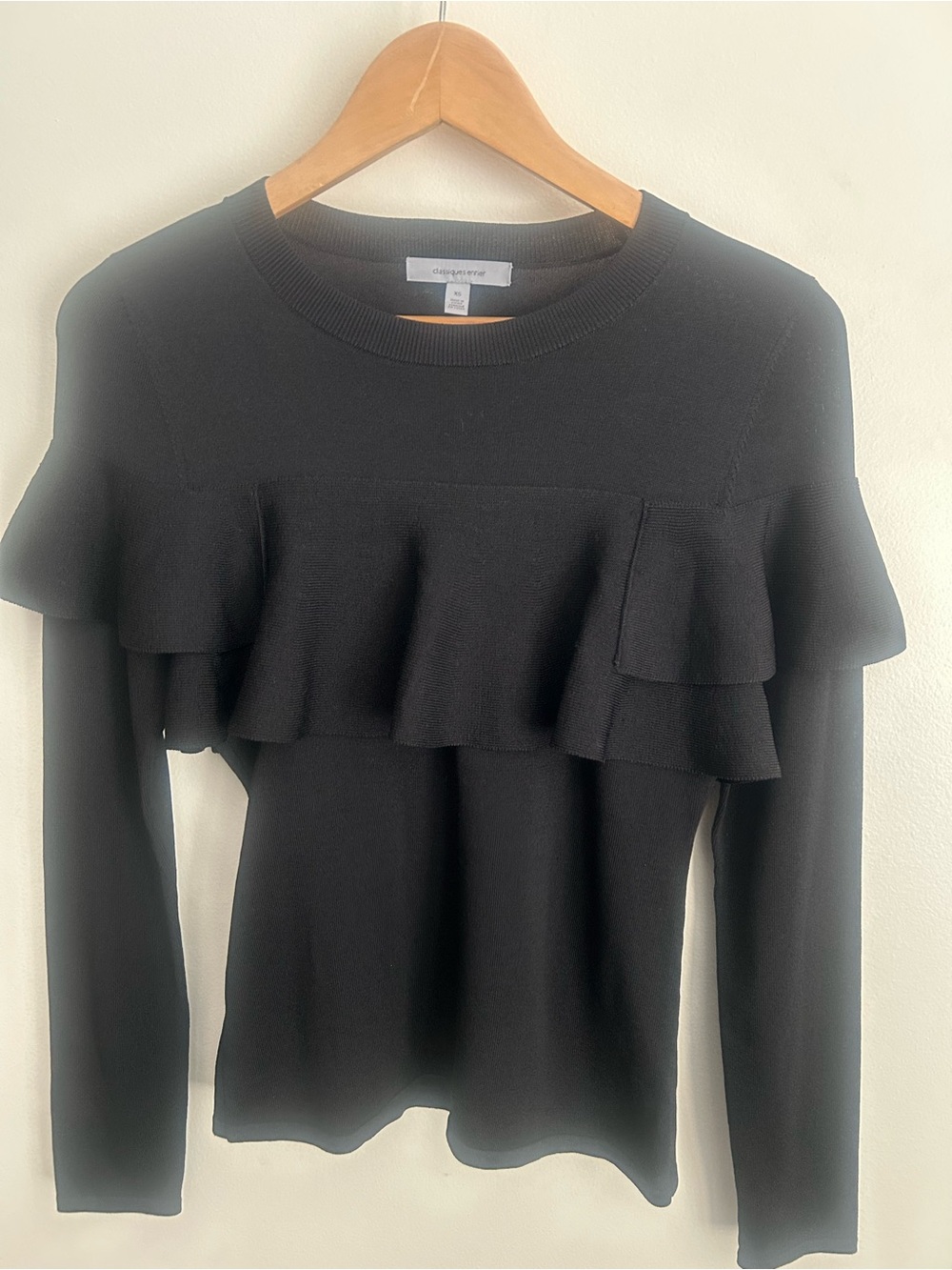 Classiques Entier Black Ruffle Crewneck Sweater